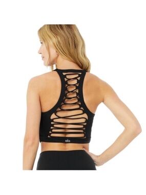 ALO Yoga Movement Lace Up Bra/Tank in Black